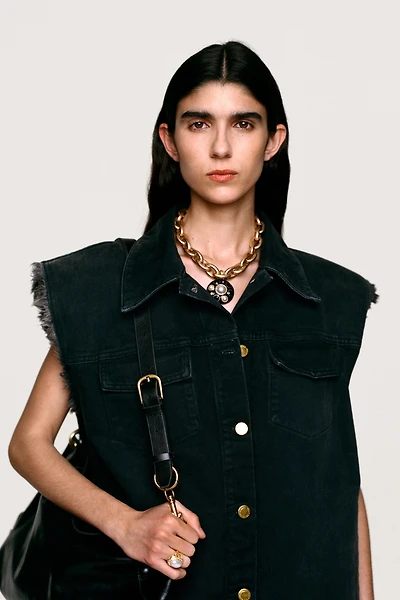 WILLY CHAVARRIA X ZARA PEARL JEWELED MAXI LINK NECKLACE