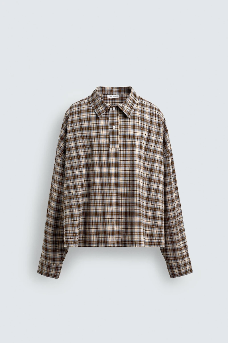 PLAID BOXY FIT POLO SHIRT