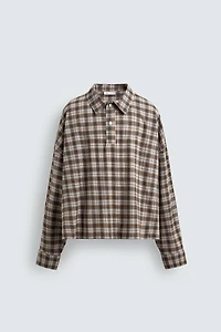 PLAID BOXY FIT POLO SHIRT