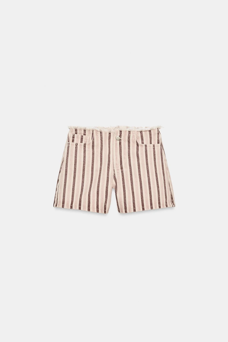 Z1975 FRAYED STRIPED DENIM SHORTS