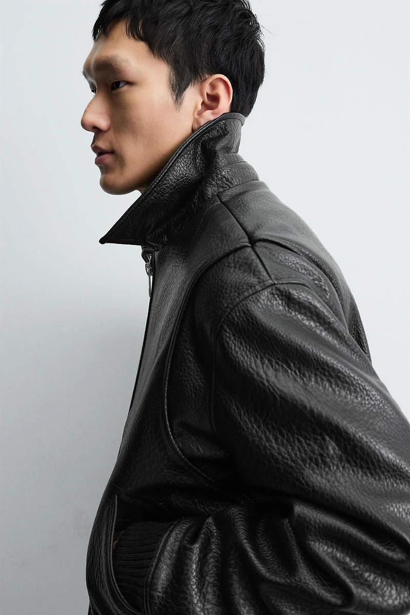 FAUX LEATHER PUFFER JACKET