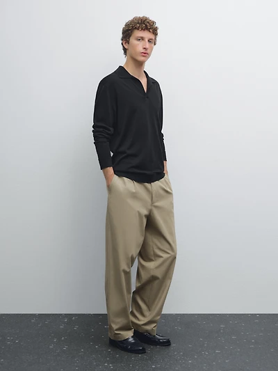 Pull polo en maille à col V