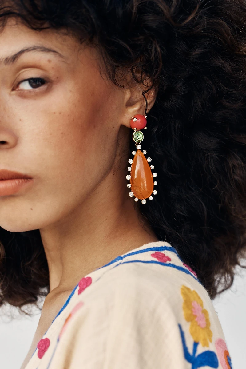RHINESTONE TEARDROP EARRINGS