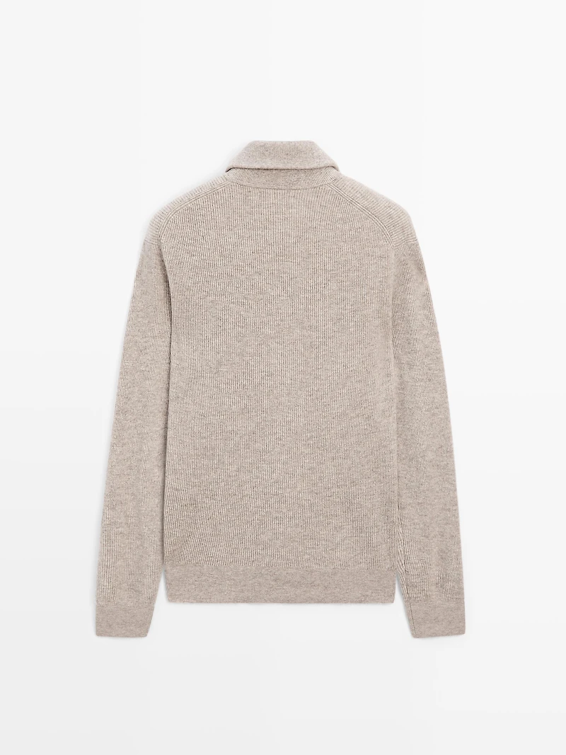 Mock neck knit sweater with zip