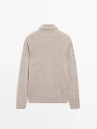 Mock neck knit sweater with zip
