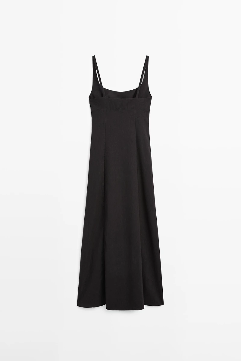 Robe midi bretelles lin