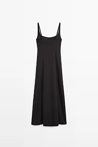 Robe midi bretelles lin