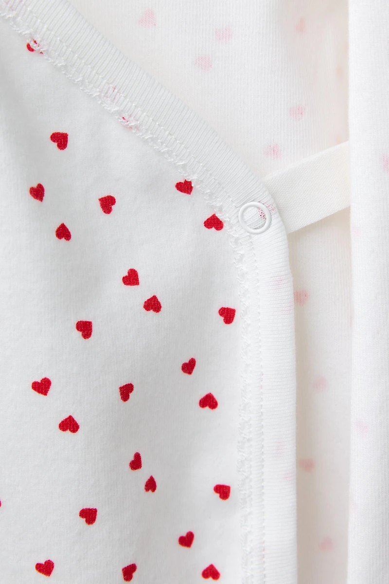 THREE-PACK OF KIMONO COLLAR HEARTS BODYSUITS