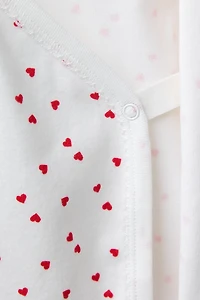 THREE-PACK OF KIMONO COLLAR HEARTS BODYSUITS