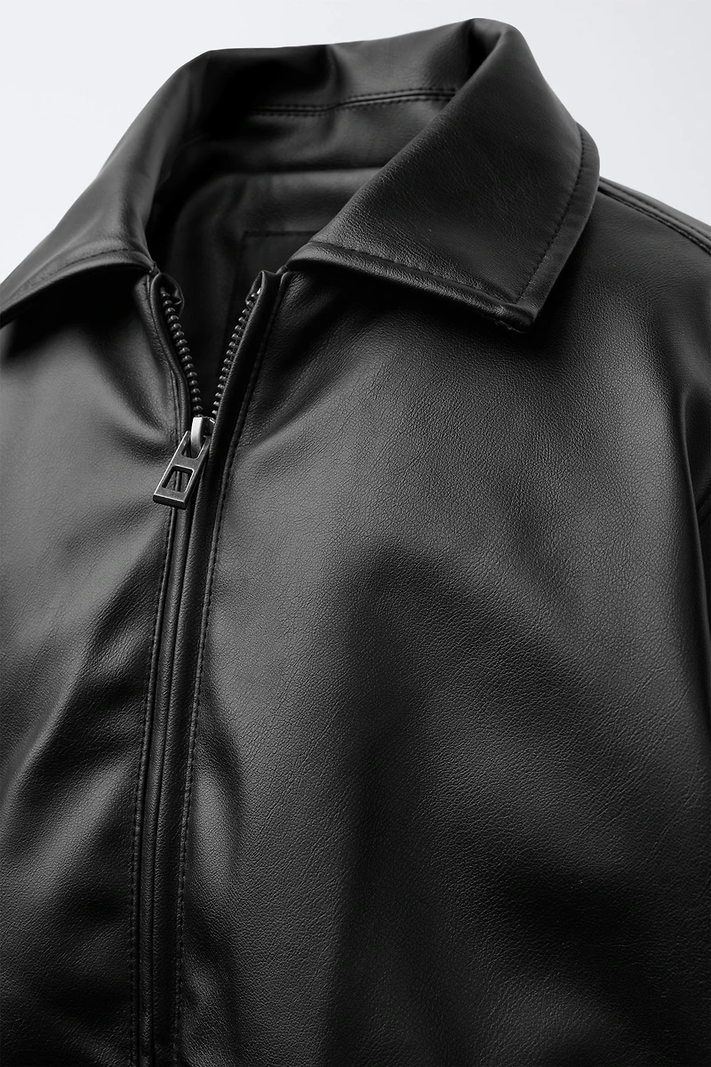 FAUX LEATHER BOMBER JACKET