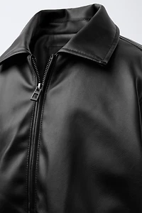 FAUX LEATHER BOMBER JACKET