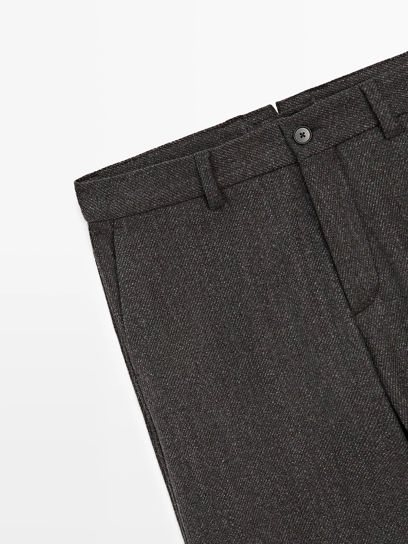 Twill wool blend trousers