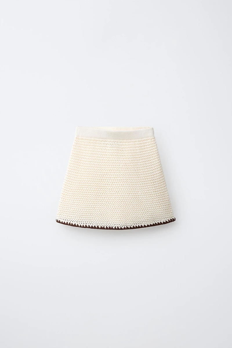 CONTRAST HEM KNIT SKIRT