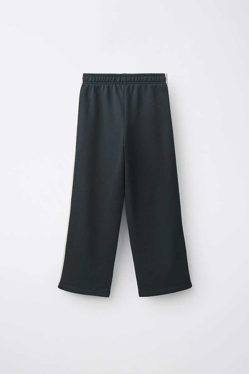 ZIP SWEATSHIRT AND WIDE LEG PANTS SET WITH CONTRAST STRIPES