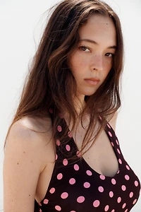 POLKA DOT HALTER TOP