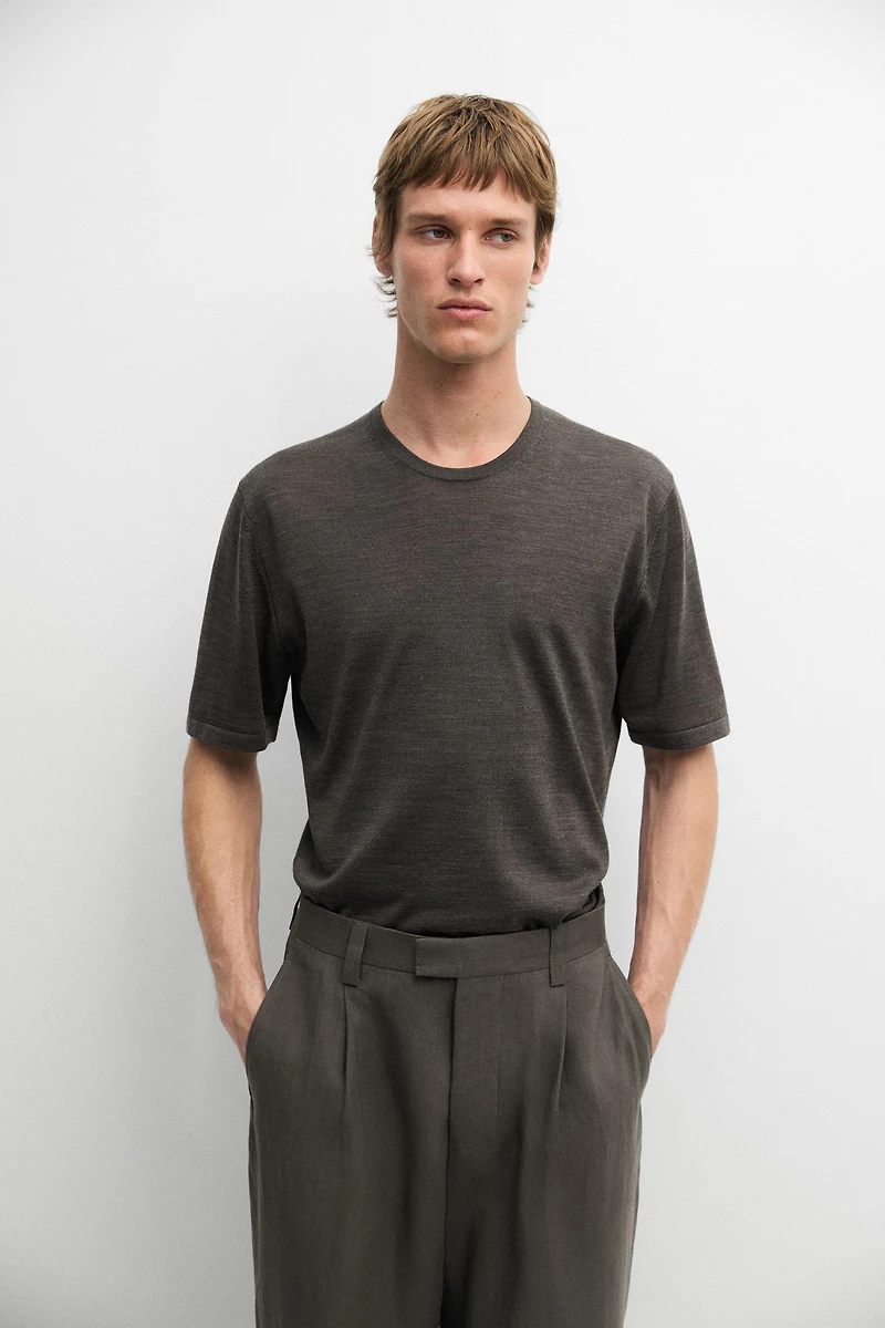 Wool blend knit T-shirt