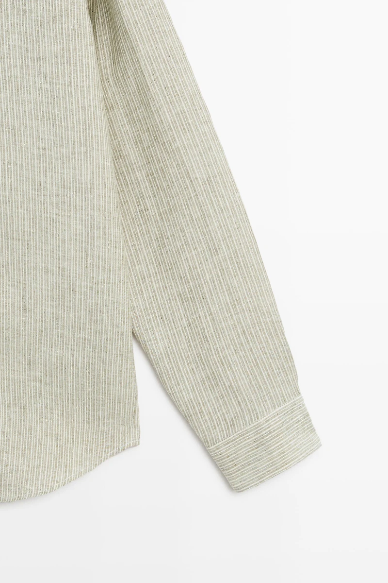 100% linen regular fit striped shirt