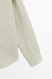 100% linen regular fit striped shirt