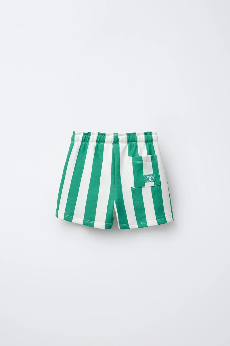 BERMUDA EN MOLLETON STRAIGHT À RAYURES