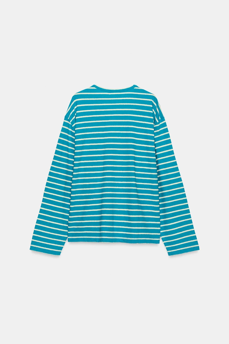 STRIPED COTTON AND LINEN T-SHIRT
