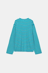 STRIPED COTTON AND LINEN T-SHIRT