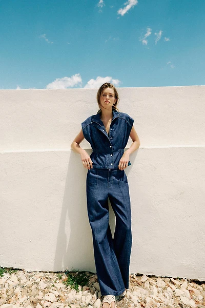 GILET AVEC TAILLE ÉLASTIQUE EN LIN