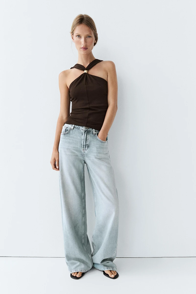 Halter top with jewel straps