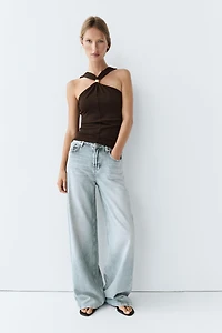 Halter top with jewel straps