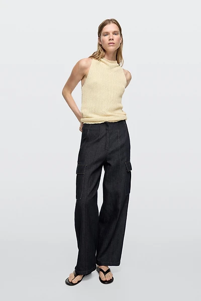 Linen blend cargo jeans