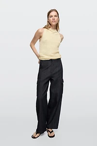 Linen blend cargo jeans