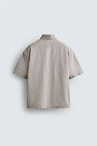 RELAXED FIT PLAID TEXT SHIRT