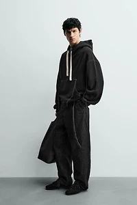 TOPSTITCHED HOODIE SWEATSHIRT