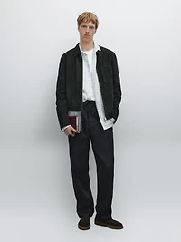 Blouson en cuir effet daim