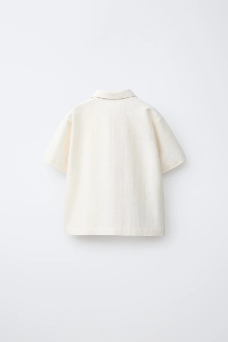 LINEN COTTON BLEND PATCH SHIRT
