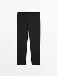 Plain 100% wool suit trousers