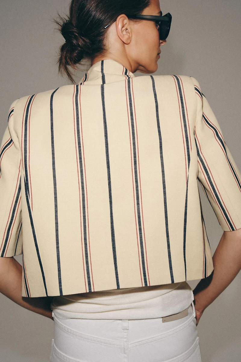 ZW COLLECTION CROPPED STRIPED BLAZER