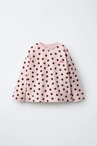 EMBROIDERED POLKA DOT CHERRY T-SHIRT