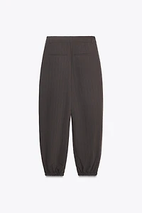 PINSTRIPE PLEATED BALLOON PANTS