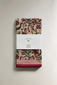 SET OF FRAMED FLORAL COTTON CHRISTMAS NAPKINS (SET OF 2)