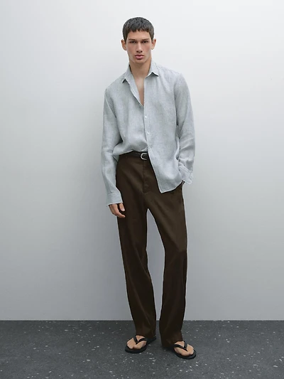 Chemise lin regular à rayures
