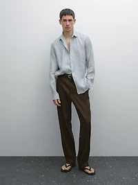 Chemise lin regular à rayures