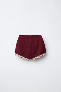 CROCHET DETAIL KNIT SHORTS