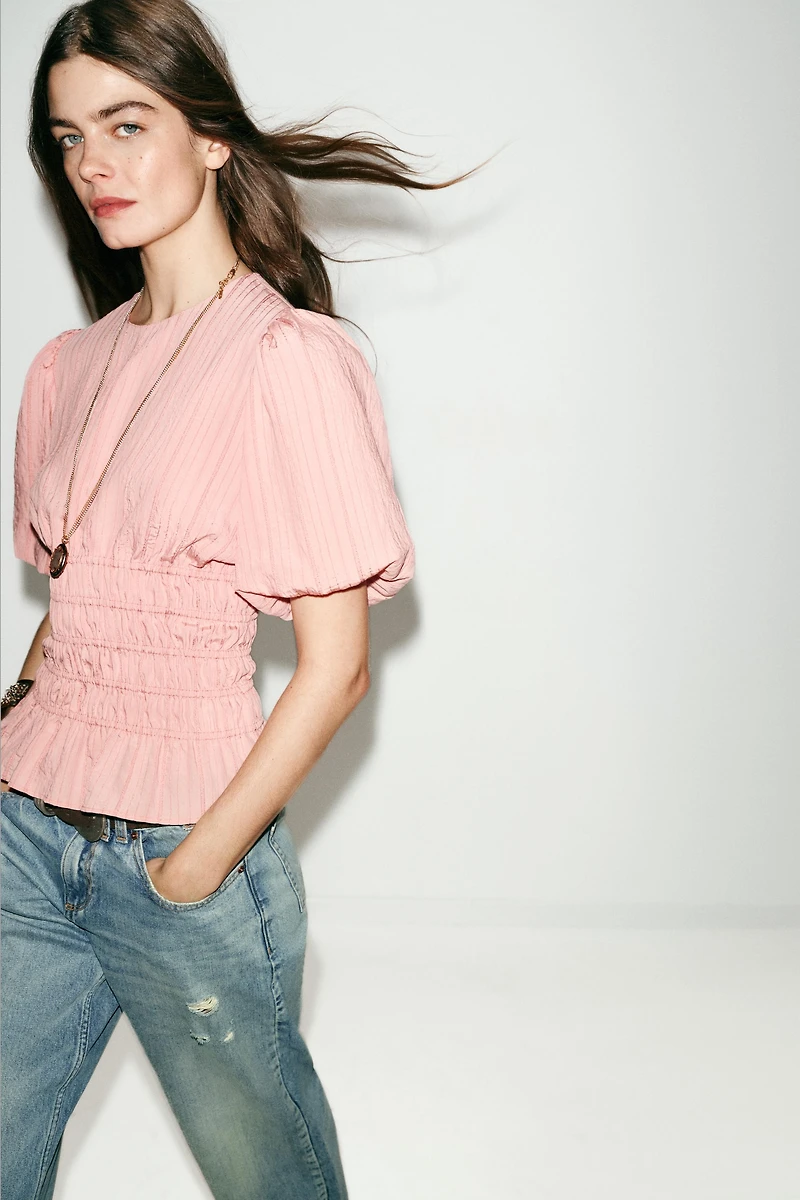 TOP NID D'ABEILLE MANCHES BOUFFANTES