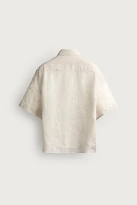 100% LINEN STRIPED JACQUARD SHIRT