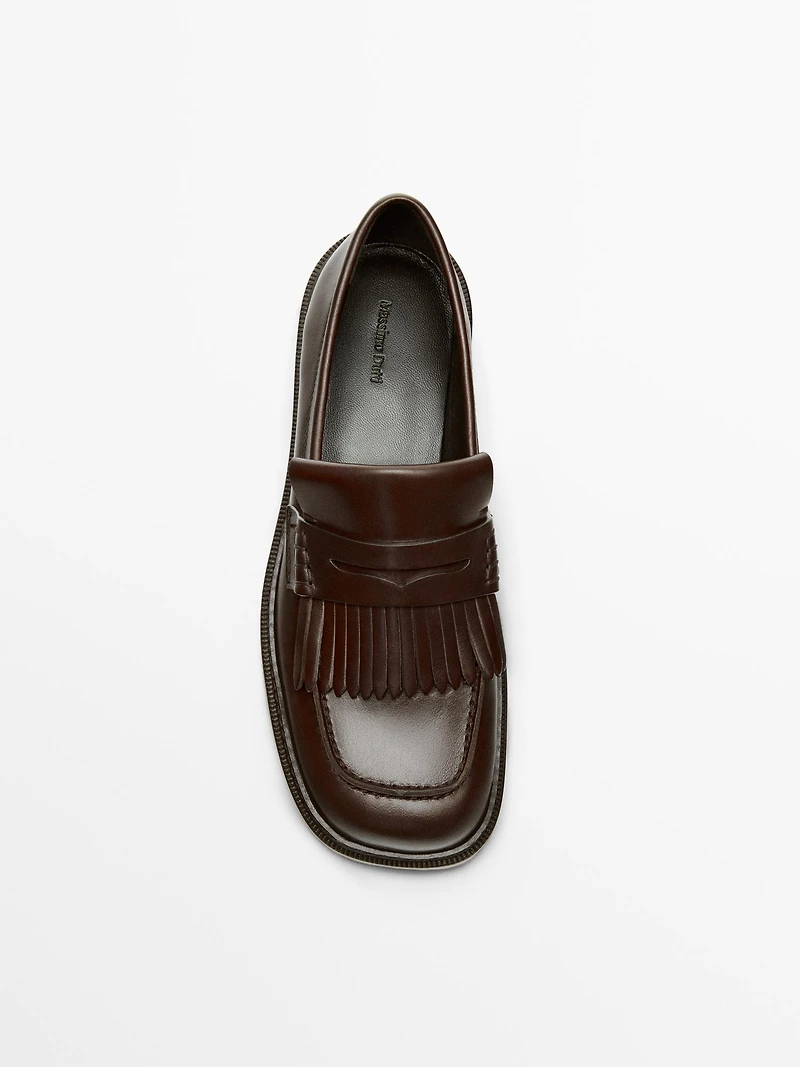 Fringed chunky sole loafers