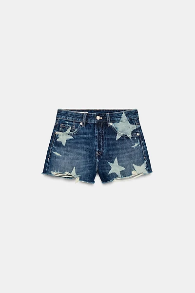 TRF MID-RISE STAR DENIM SHORTS