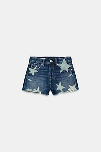 TRF MID-RISE STAR DENIM SHORTS