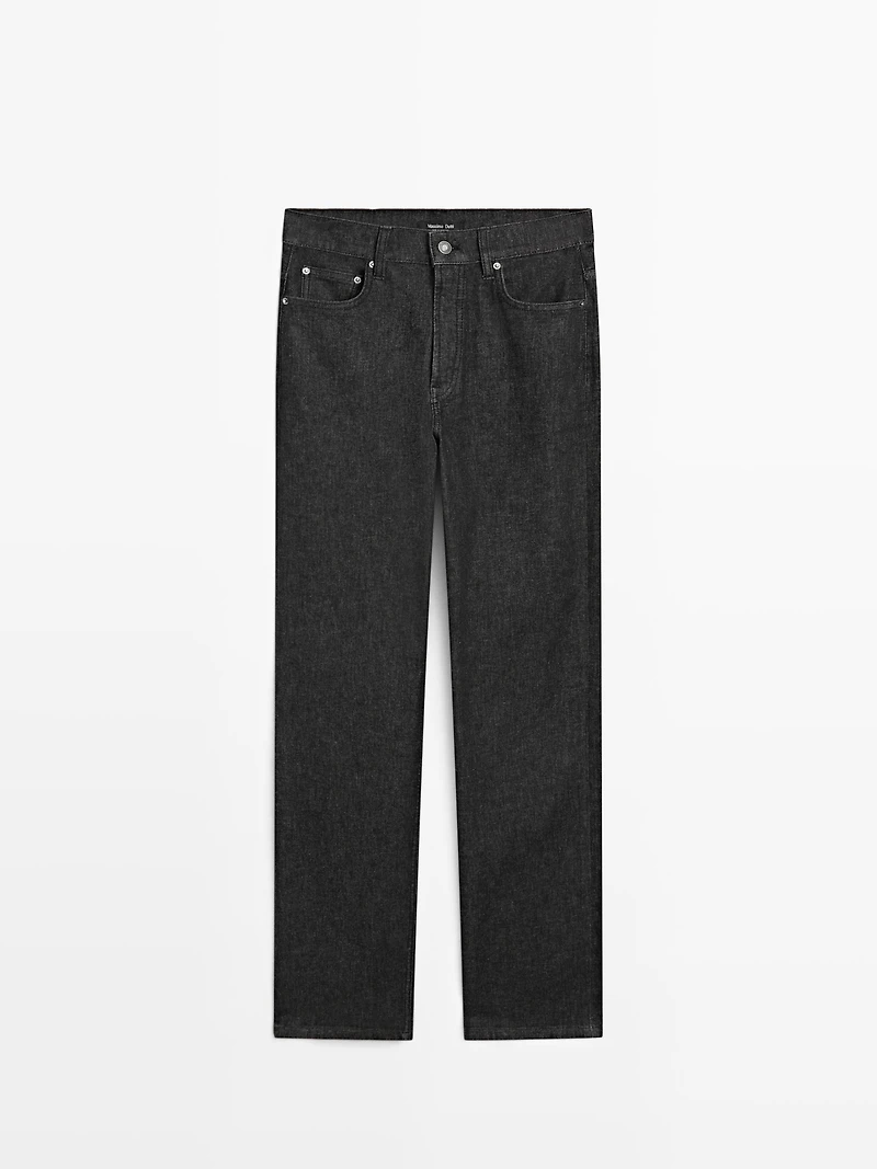 High-waist straight-leg jeans
