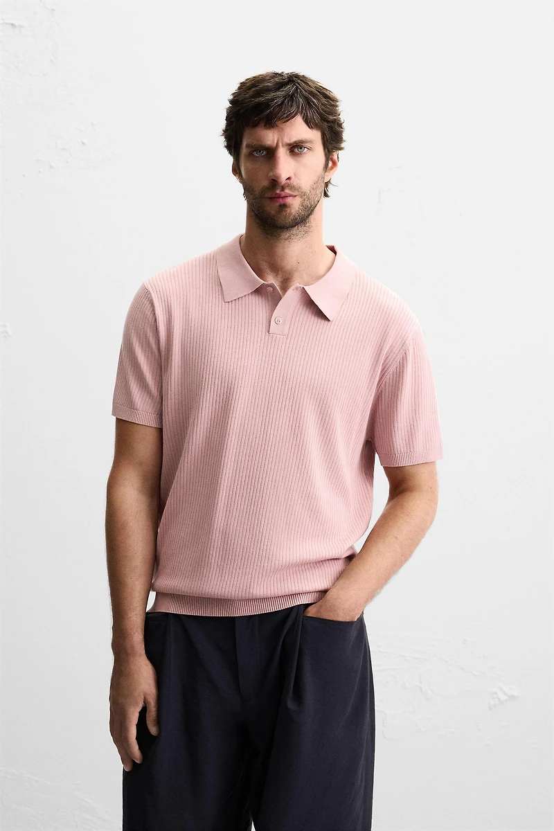 RIB KNIT POLO SHIRT
