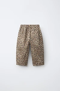 ANIMAL PRINT BALLOON TWILL TROUSERS